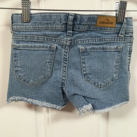 Jordache Raw Hem Denim shorts, Sequin "Hi" - size 6 - Picture 2 of 6